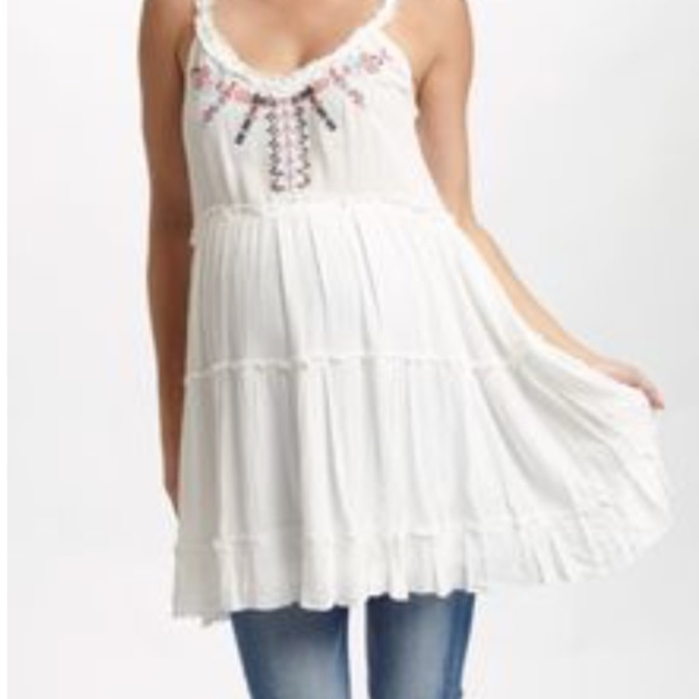 Pinkblush Maternity White Embroidered Tank Top
